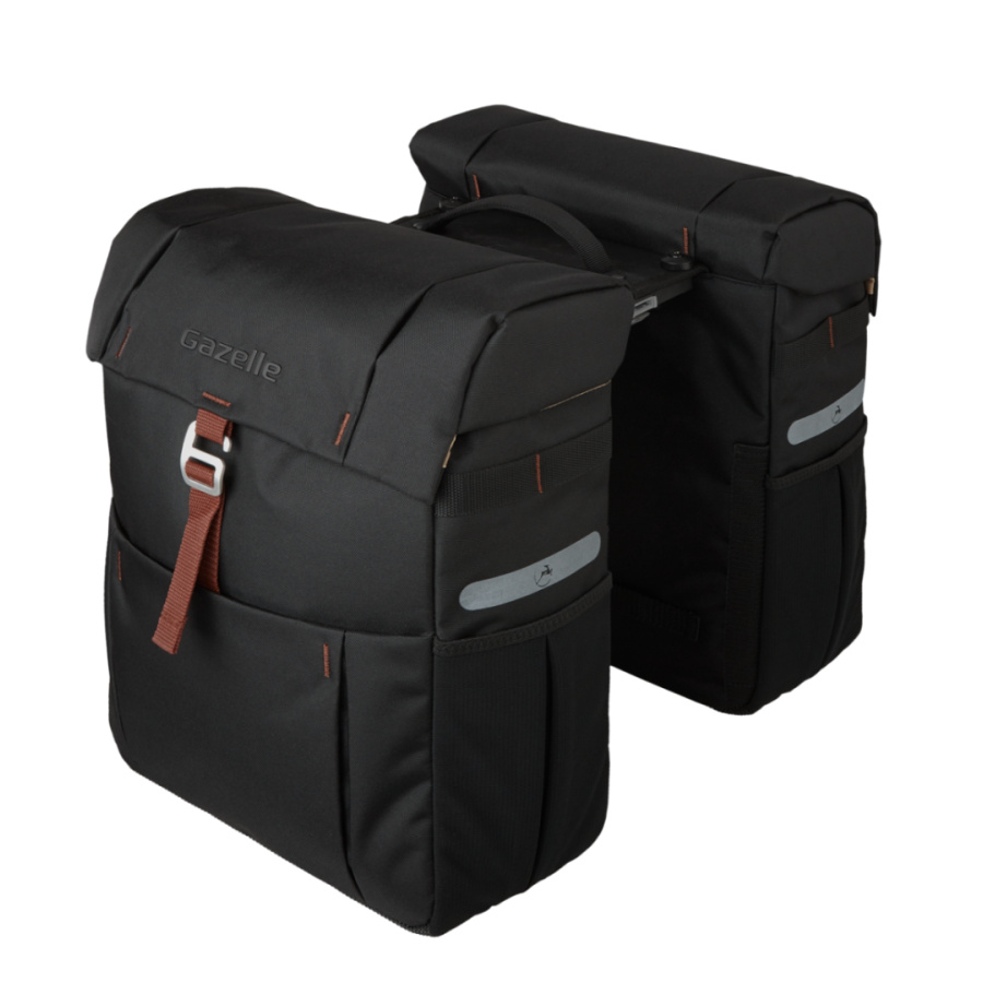 Gazelle dubbele tas black/brown incl.MIK adapter.
