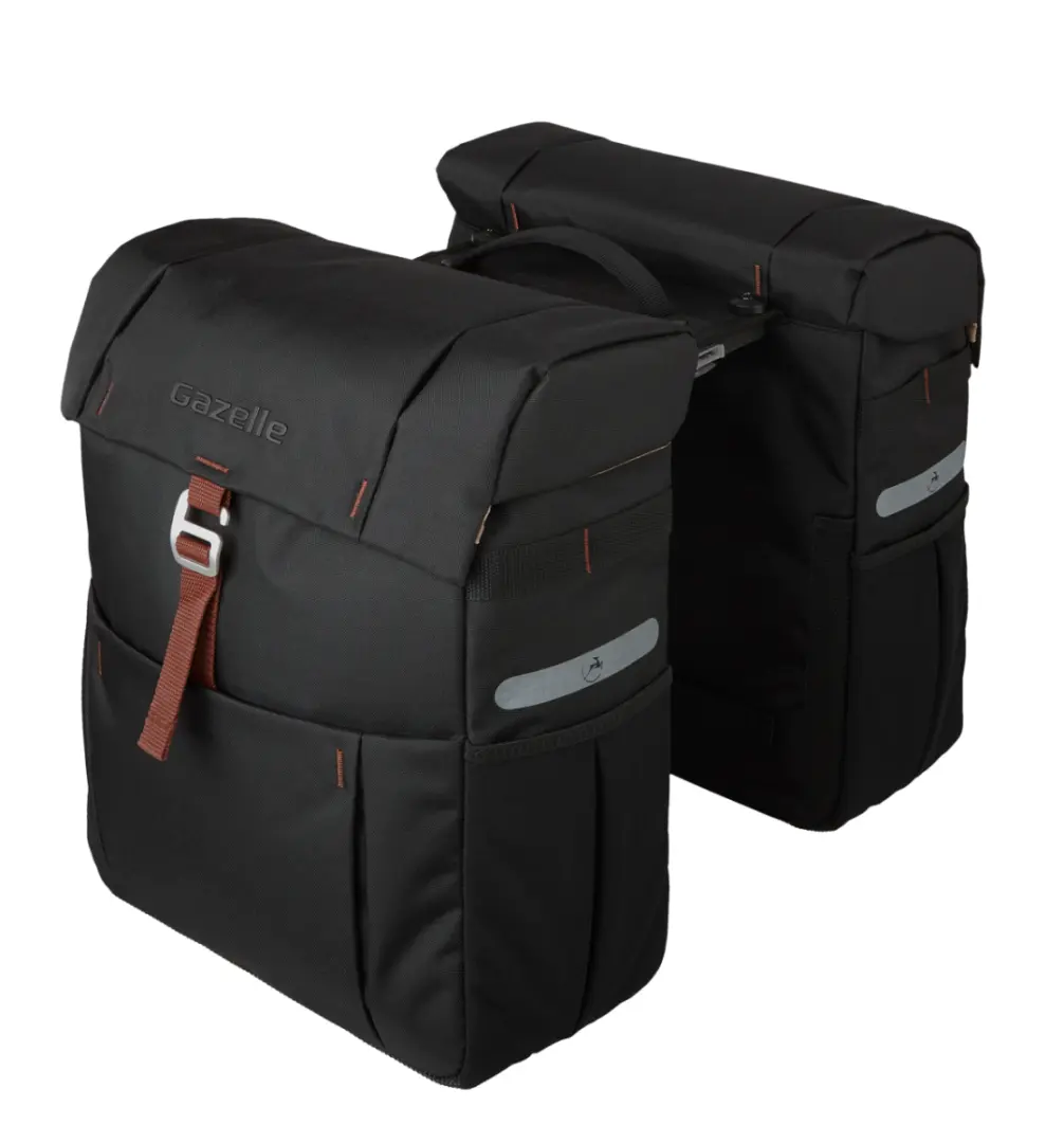 Gazelle dubbele tas black/brown incl.MIK adapter.